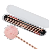 hot stainless steel rose gold blackhead comedone acne blemish extractor remover face skin care pore cleaner needles remove tools
