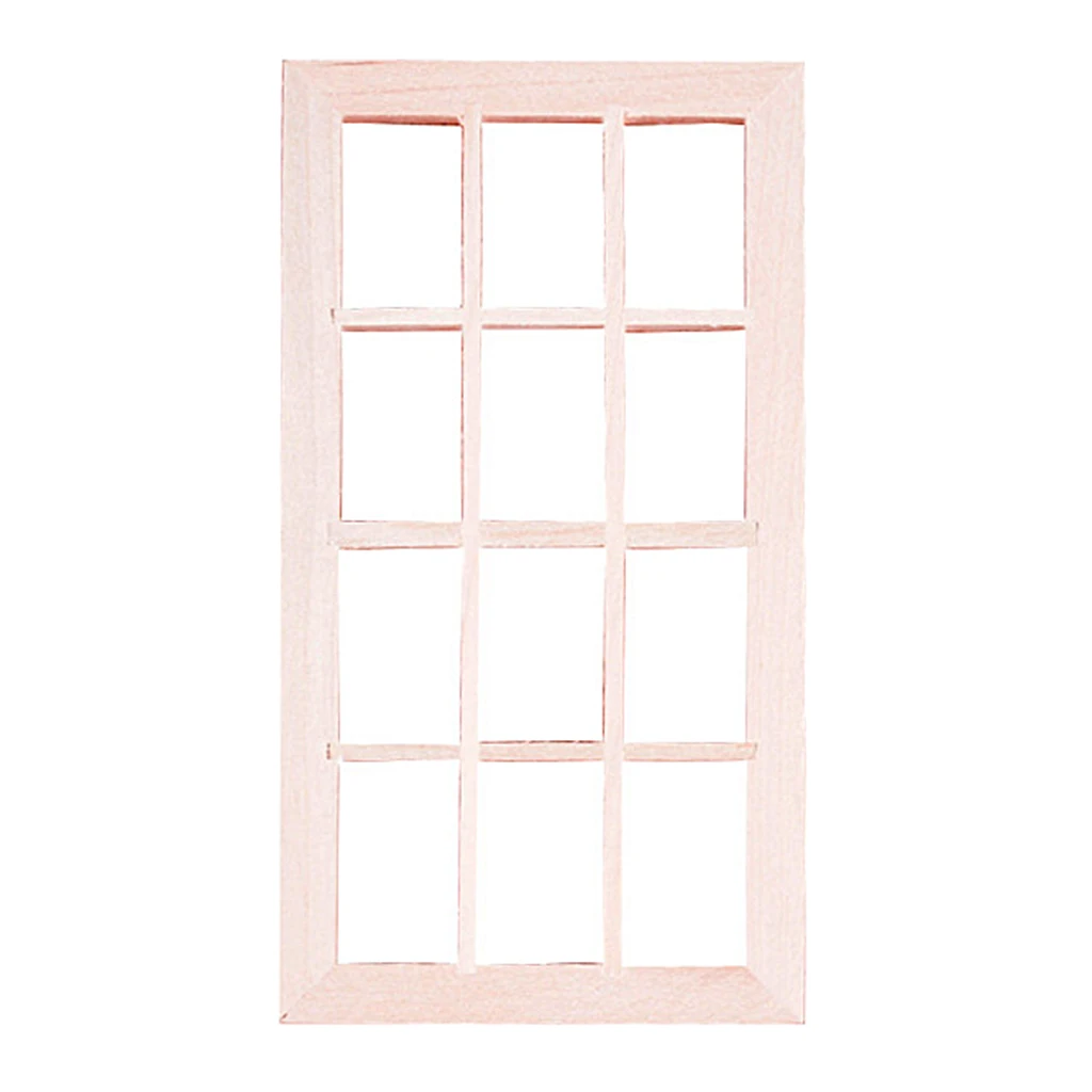 

1:12 Scale Wooden Window Dollhouse Miniatures Model Decoration Accessory