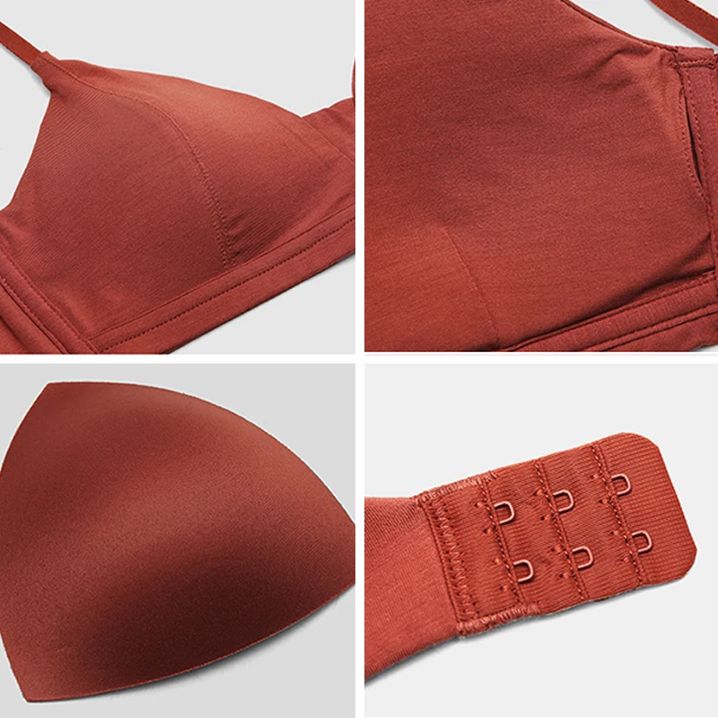 

Modal Wireless Simple Women Bra Breathable Seamless Lady Underwear Triangle Stitching Adjustable Straps Lingerie One Piece Bras