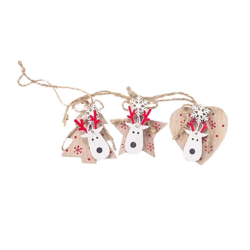 1 комплект 6 шт. рождественские украшения деревянные печатные Merry Christmas Doll Tree