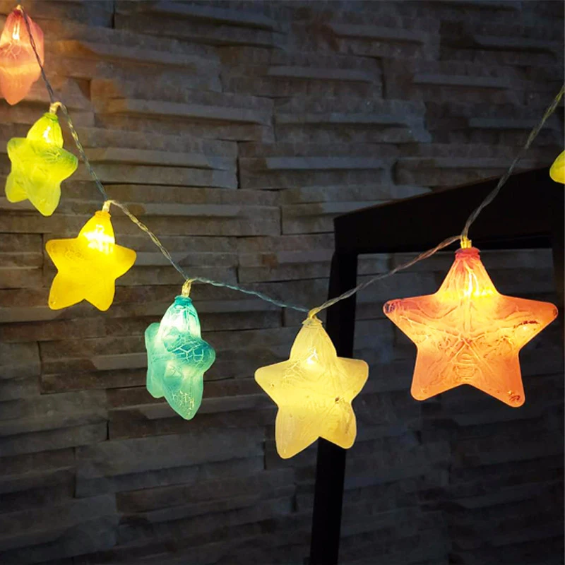 

QYJSD Crack Star Led Garland Light String Tree Decorative Christmas Wedding New Year Fairy Hanukkah Home Holiday Party Lamps