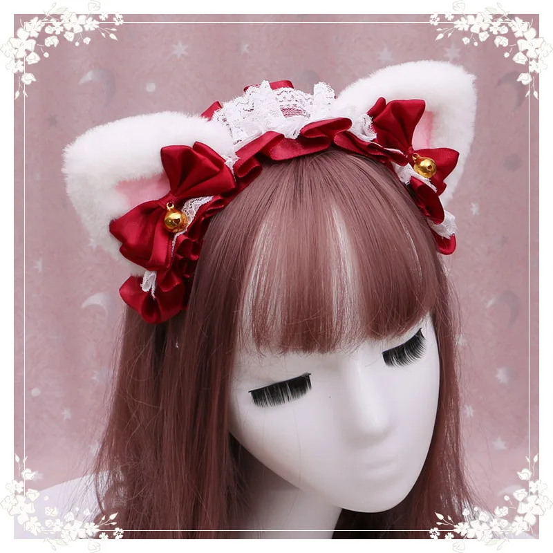 

Japanese Cat Ear Lolita Lace Hairband Bowknot Headwear Cosplay Costume Hair Accessories