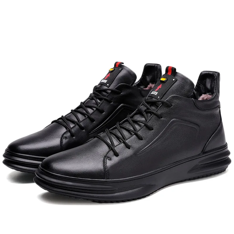 Мужские кроссовки из натуральной кожи осенне-зимние короткие ботинки