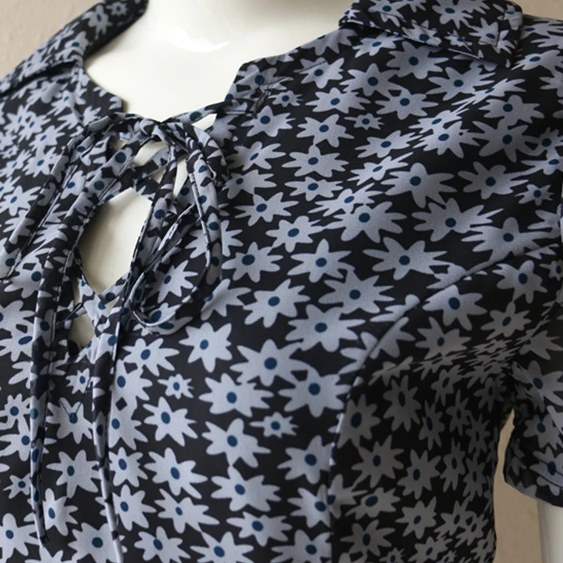 2019 новое платье Корин со шнуровкой мини с цветочным рисунком винтажное Харадзюку