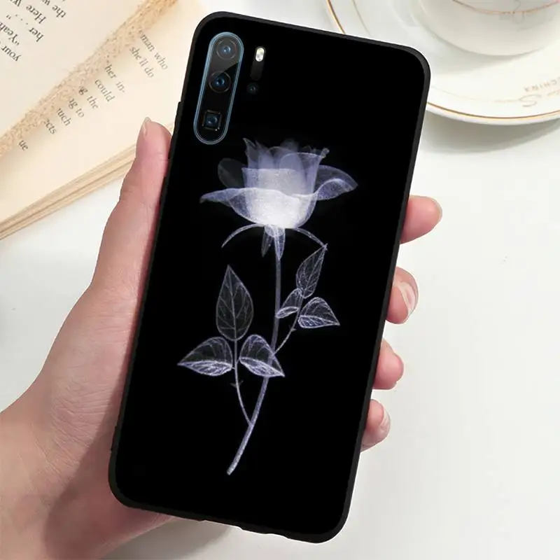 

Beautiful black white Rose flower Phone Case For Huawei P20 P30 P40 lite Pro P Smart 2019 Mate 10 20 Lite Pro Nova 5t