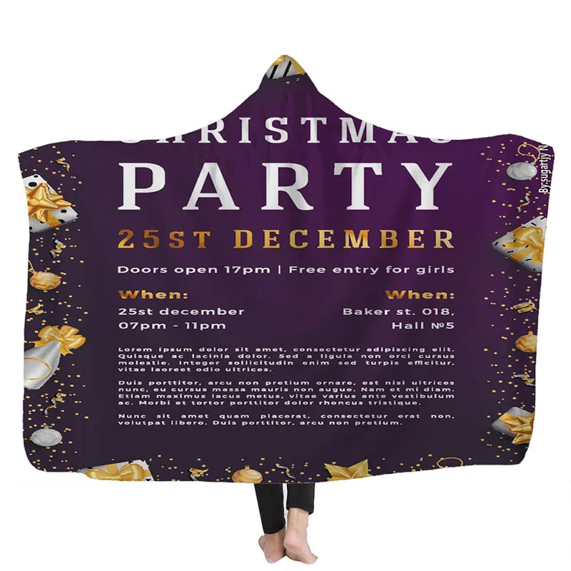 comprar Moda Impresso Com Capuz Cobertor Na Moda Natal Personalizado Dupla Camada Espessamento Esportes Cobertor Do Agregado Familiar Cobertor Preguiçoso