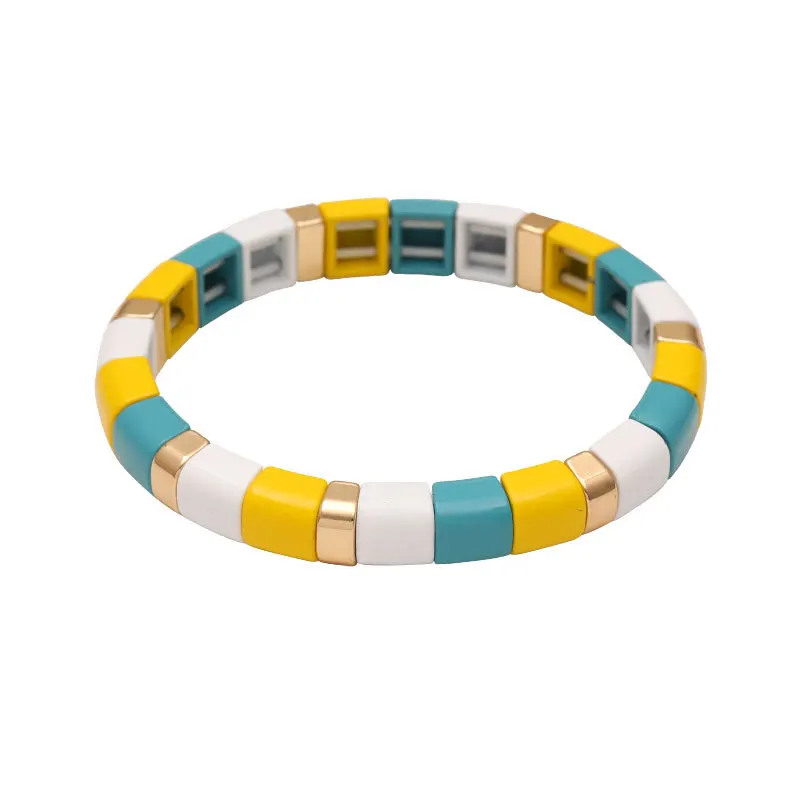 Эмалированные тянущиеся браслеты для женщин Armbandjes Dames Pulsera Masculina Rainbow Tile Барселона