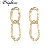 brighton vintage bijou drop dangle earrings for women fashion double geometric metal pendants brincos punk jewelry gift hot sale