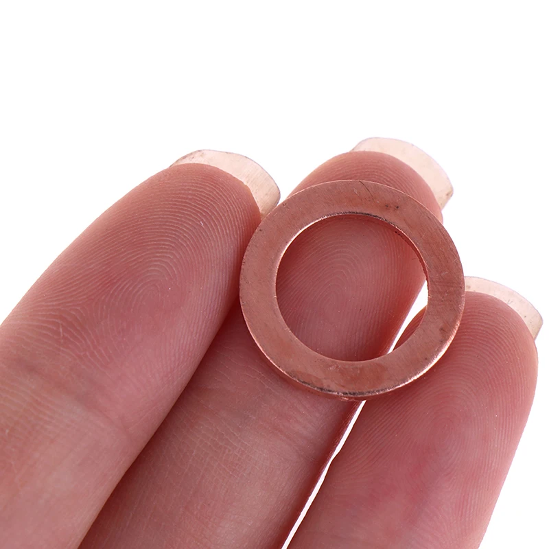 

200Pcs/Box Copper Washer Gasket Nut and Bolt Set Flat Ring Seal Assortment Kit