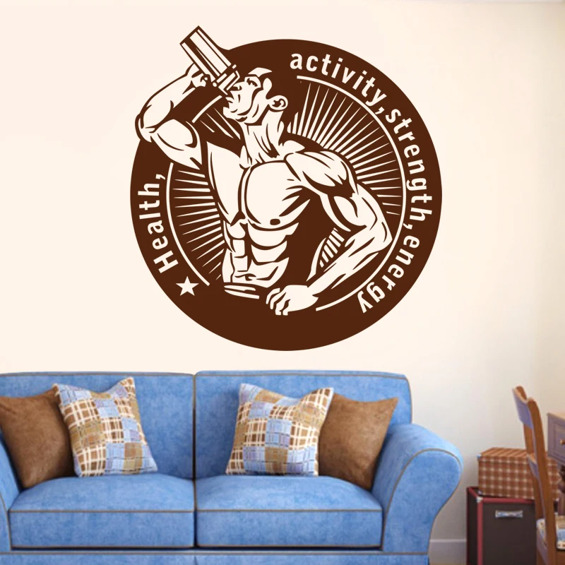 

Fitness Decal Gym Sticker Body-building Posters Vinyl Wall Decals Mural Fitness Crossfit Decal Muscle Gym Sticker