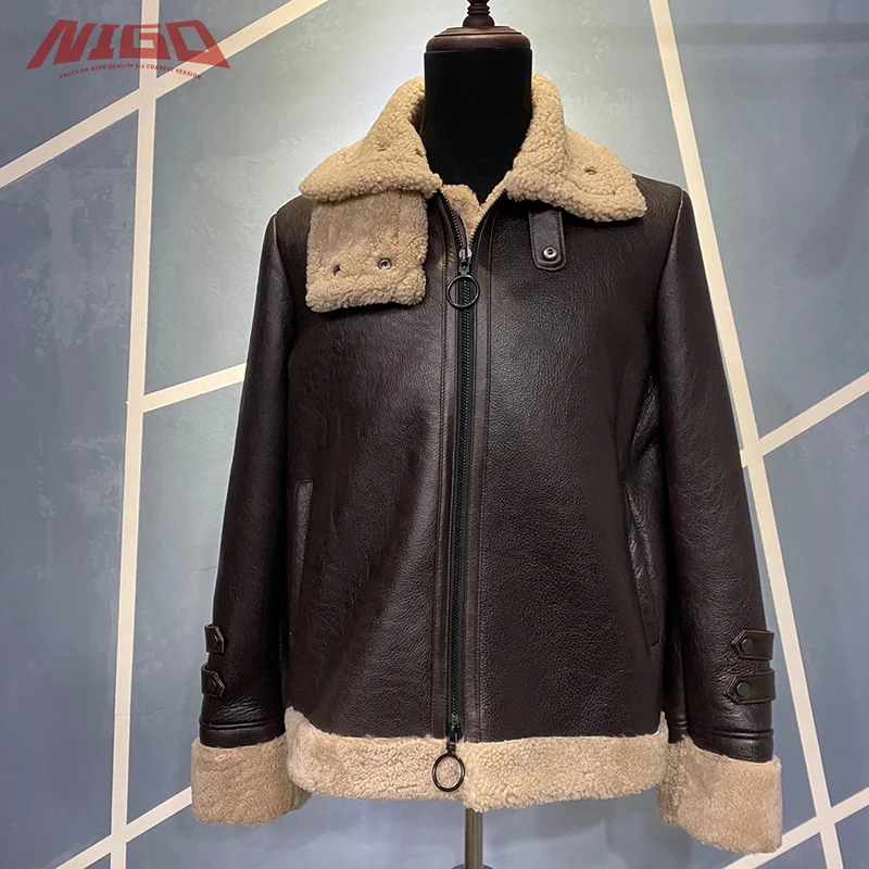 

NIGO OW Men's Real Leather Lamb Wool Coat Code@W2