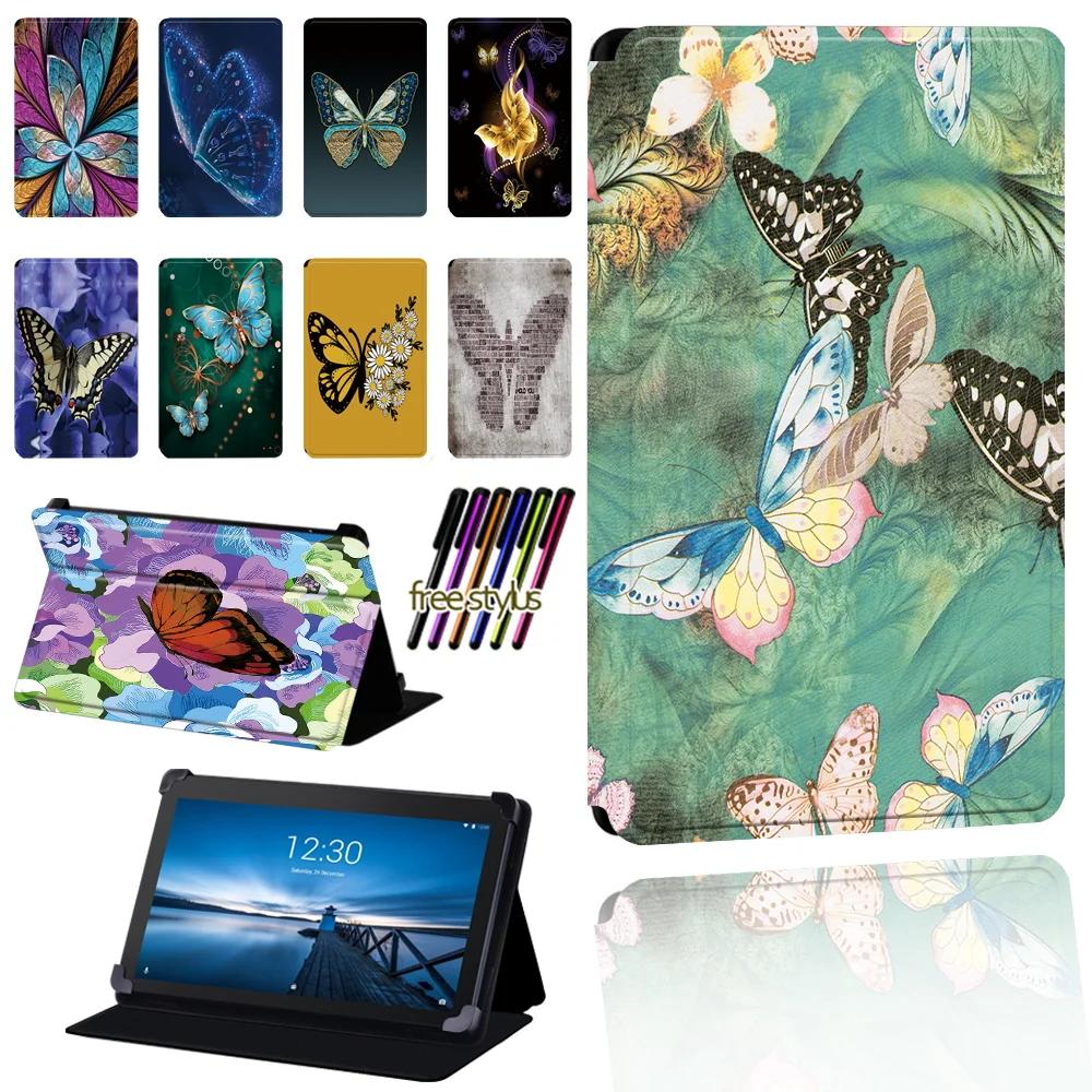 

Butterfly Pattern Tablet Case for Lenovo Tab E7/E8/E10 Tablet Anti-fall Folio Lightweight Protective Case Cover +pen