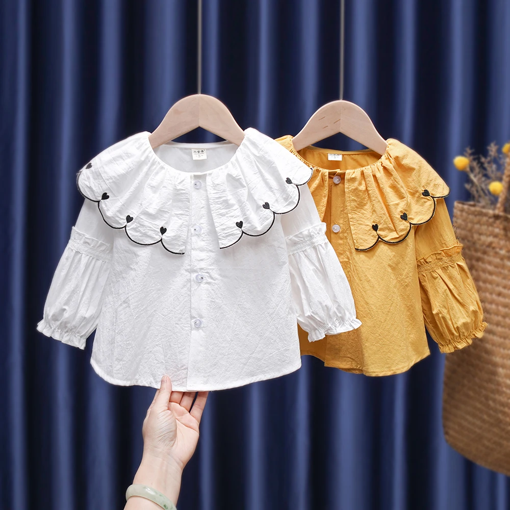 

Cute Ruffles Blouse For Girl Long Sleeve Cotton Clothing Toddler Children Shirt Kids Spring Tops Infant Baby Elegant Princess