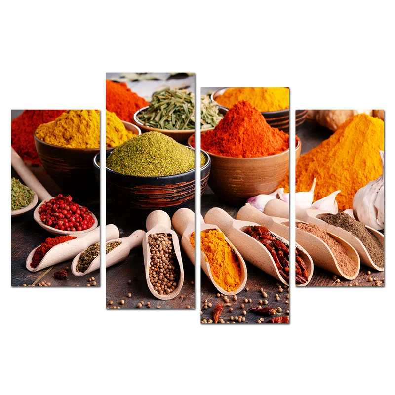 Картины еды кухонный декор красочные травы и специи холст настенная живопись 4