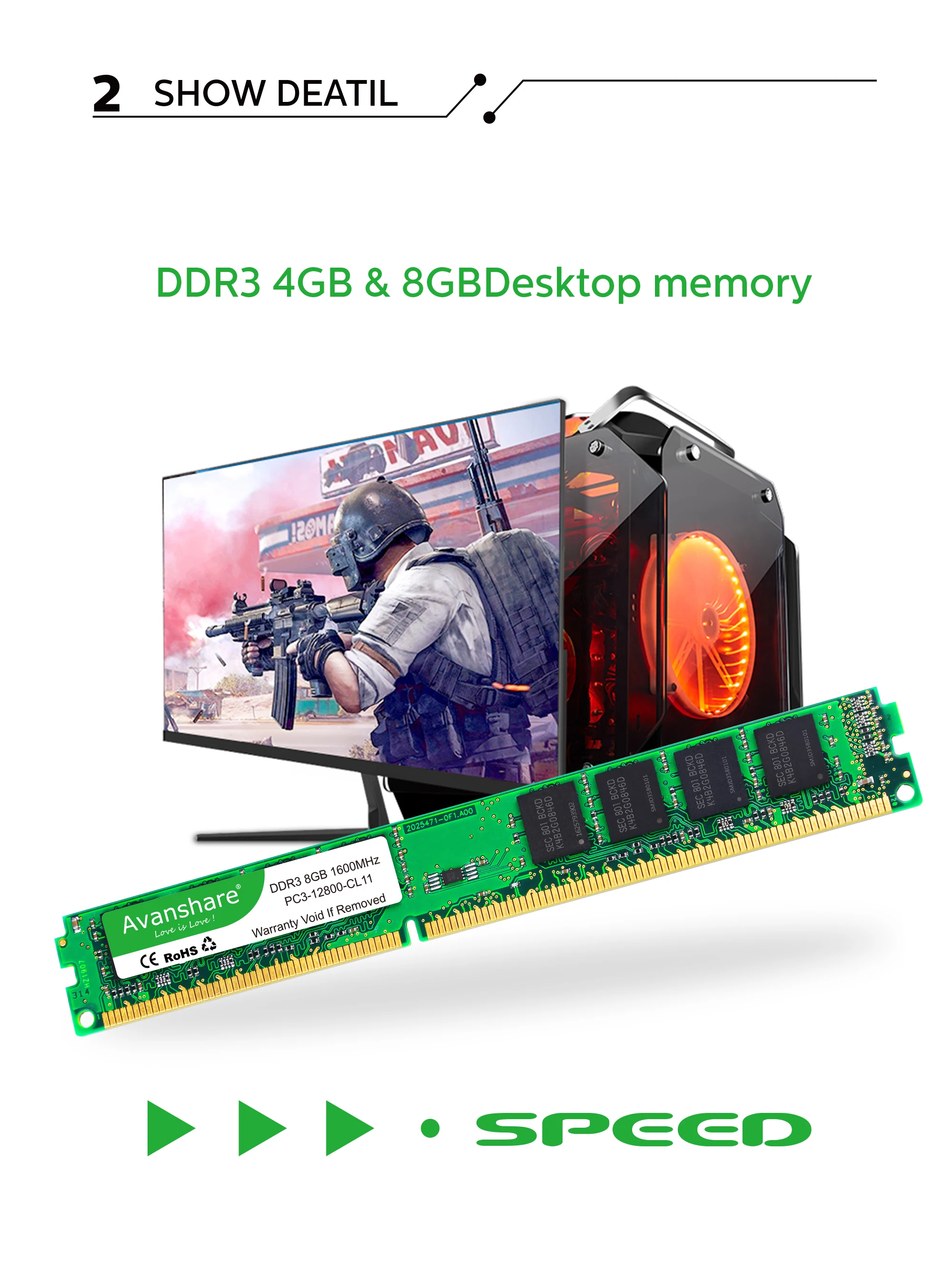 Оперативная память Avanshare DDR3 4 ГБ/8 ГБ 1333 МГц/1600 МГц и 2 Гб 1333 МГц для настольных ПК 240pin 1,5 в DIMM Intel/AMD