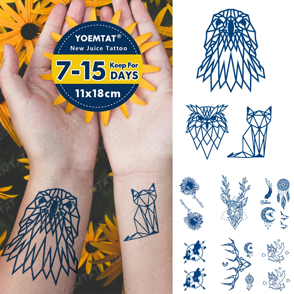 

Juice Ink Lasting Waterproof Temporary Tattoo Sticker Deer Unicorn Dream Catcher Sunflower Flash Tatoo Woman Body Art Fake Tatto