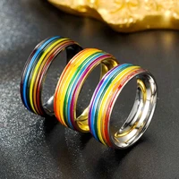titanium steel colorful ring female stainless steel colorful dripping oil ring couple ring necklace accessory ring