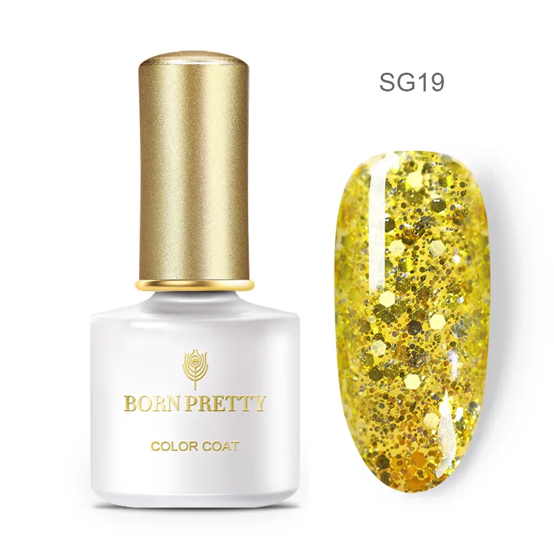 BP-SG19 Гель-лак для ногтей BORN PRETTY с блестящими блестками, 6 мл, глазирующий УФ-гель розового, золотого, серебряного цвета, сияющий, впитывающий УФ-Гель-лак для ногтей - Цвет: BP-SG19