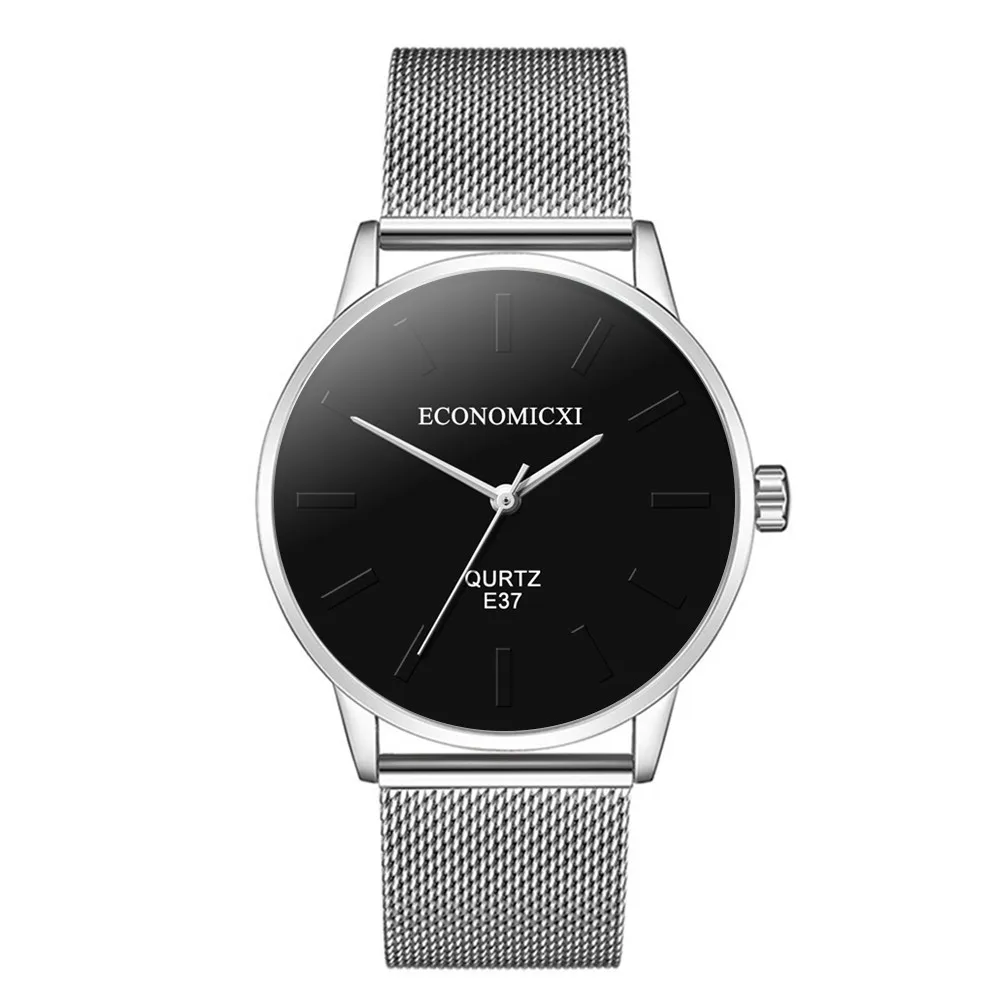 

Women Silver Watches Men Fashion Business Watch Simple Stainless Steel Mesh Belt Wild Men Quartz Clock Relogio Masculino
