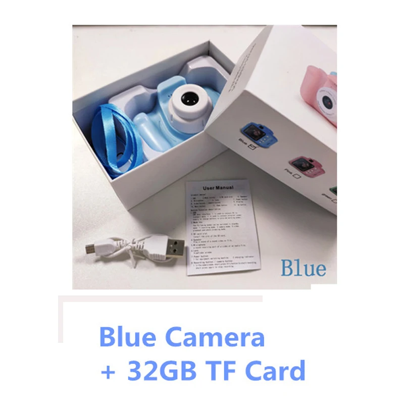 32GB Blue Camera Детская камера фотографии детская игрушка подарок на день рождения мини цифровая камера s игрушки для детей реквизит для фотосъемки - Цвет: 32GB Blue Camera
