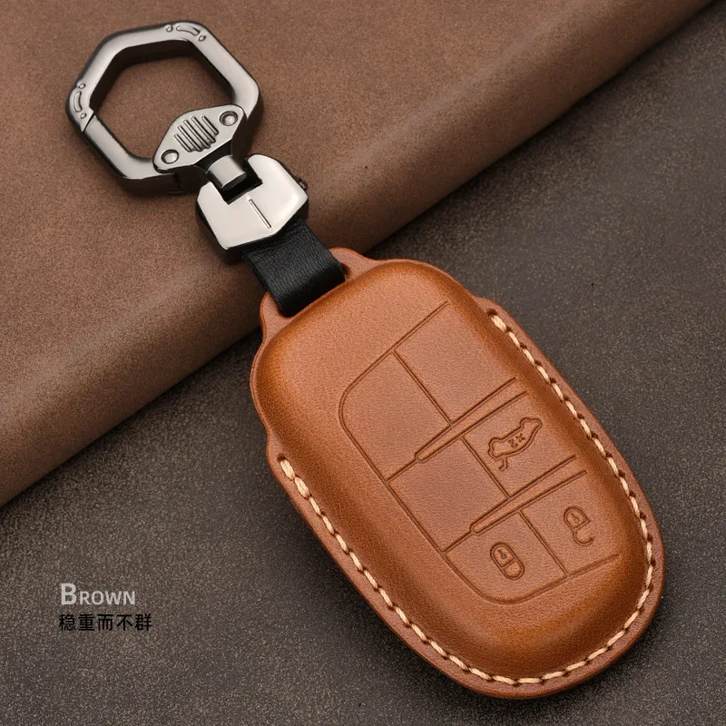 1 шт. натуральная кожа ключ чехол Обложка для Dodge Journey Charger Jeep Renegade Grand Cherokee Chrysler 200