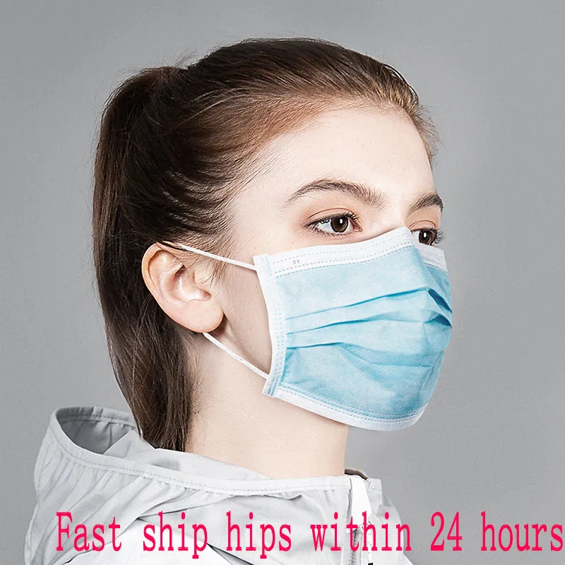 Оптовая продажа унисекс 60 шт. Синяя Маска для лица с защитой от пыли нетканый