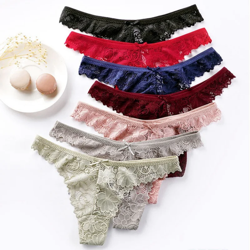 

Lady Sexy Lace Things Open Out Breathable Low Waist Whit Pants Cotton Bottom Ladies Trip