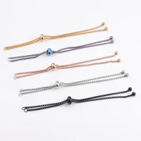 5pcs 304 stainless steel adjustable slider chain bracelet slider extender chains with ball ends for diy bracelet jewelry making