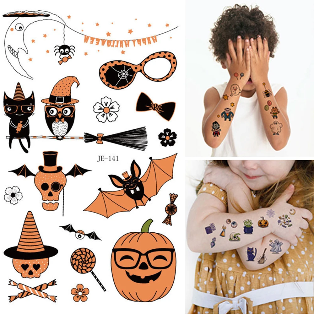 Tatuaje falso para ni&ntilde;os, pegatinas tatuaje dibujos animados, arte corporal a prueba de agua, 1 ud.-0