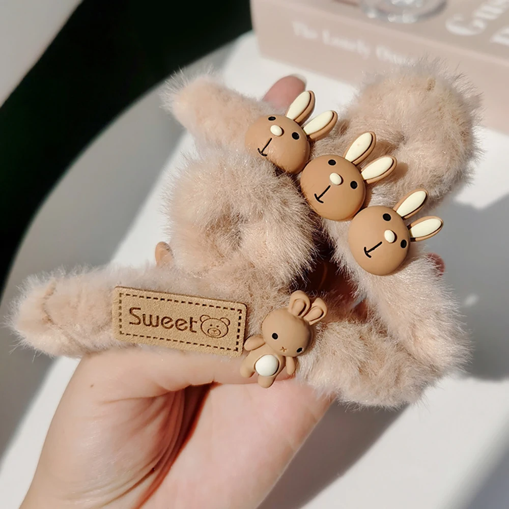 

Women Plush Hair Clips Fashion Bathe Hair Claw Female Hair Crabs Soft Girl Barrette Elegant Headwear Cute Hair Accessories Gifts