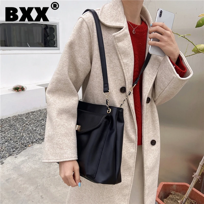 

[BXX] Woman New Brand Vintage Black Quality PU Leather Personality All-match Crossbody Shoulder Bag Fashion Tide 2021 GF0257