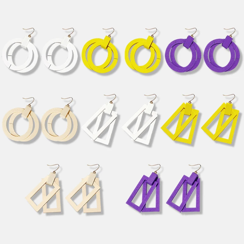 Богемные деревянные висячие серьги для женщин винтажные корейские