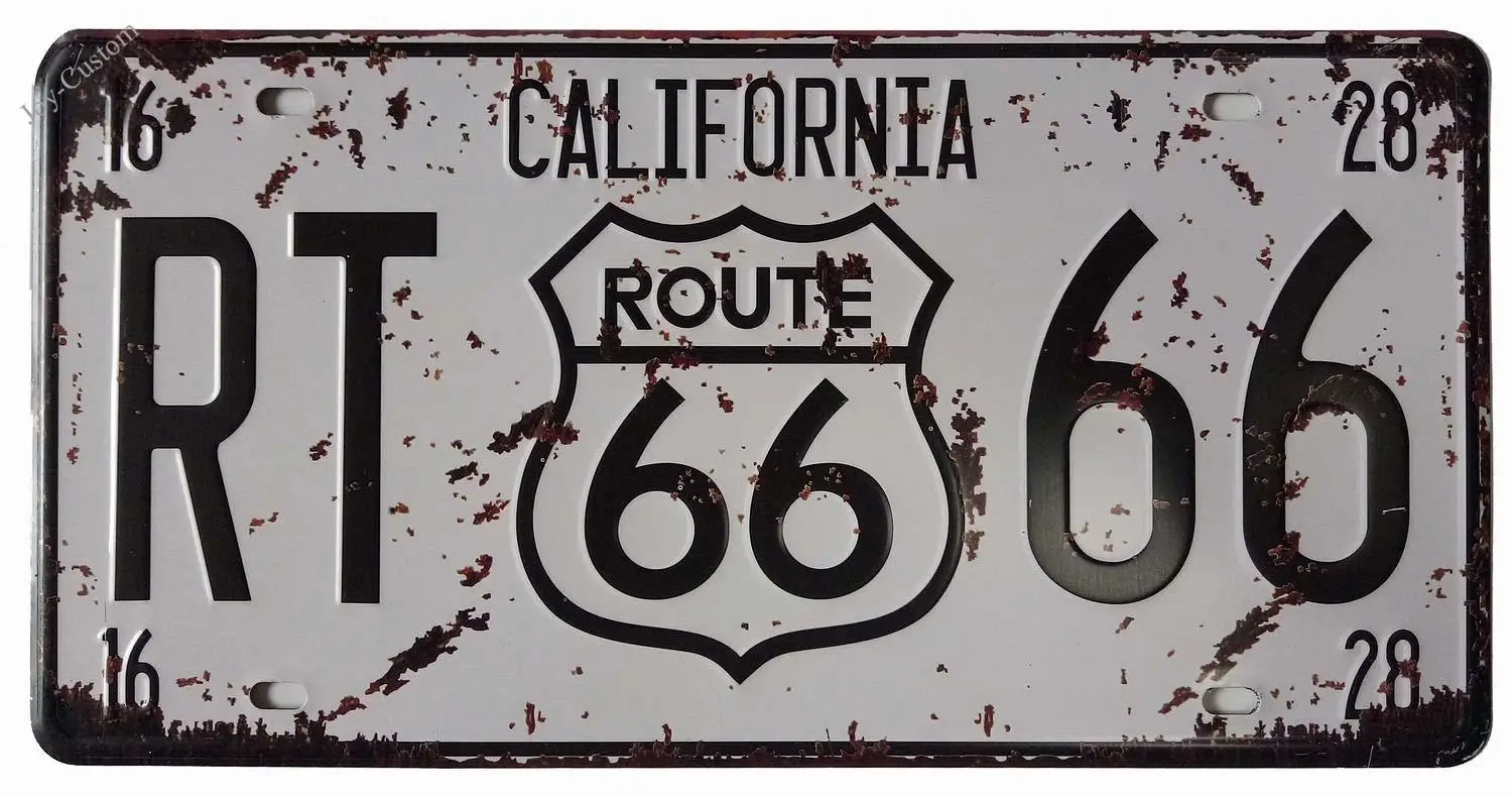 Калифорния RT Route 66 США Ретро винтажный номерной знак для авто жестяной тисненый