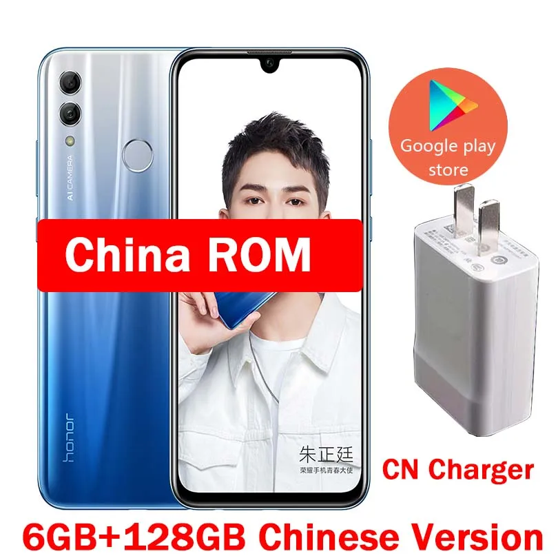 CN 6G 128G Blue Honor 10 Lite, 4G, мобильный телефон, Android 9,0, 6,21 дюйма, FHD, 2340X1080, двойной шрифт, задняя камера 24 МП, AI камера, отпечаток пальца, 710, Восьмиядерный - Цвет: CN 6G 128G Blue