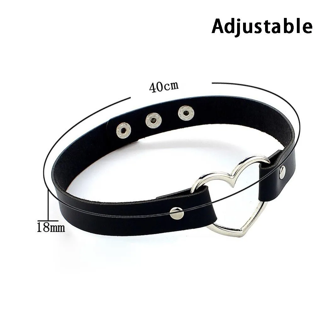Женский кожаный ошейник в форме сердца черный стиле панк аксессуары для косплея |