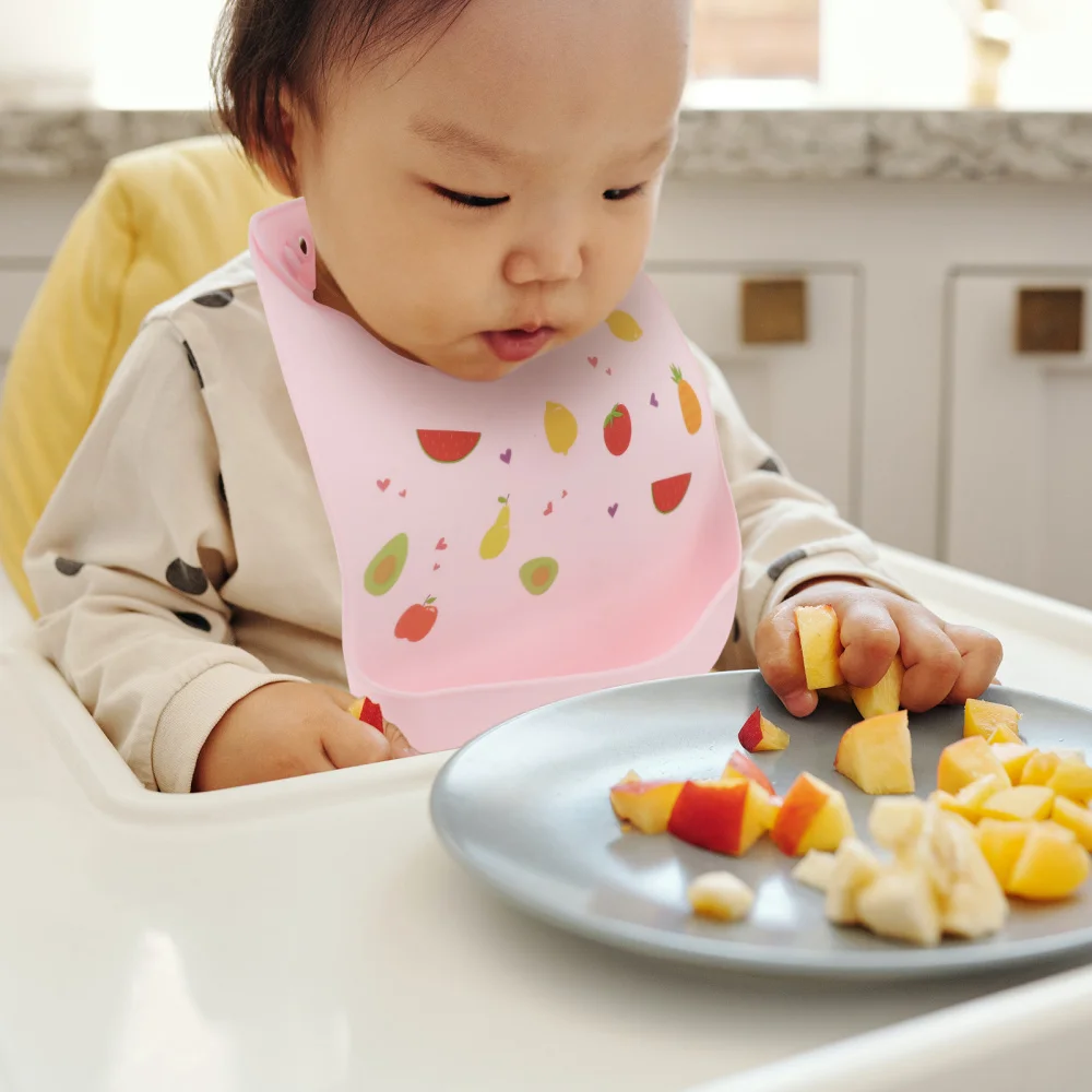 

3pcs Silicone Baby Bibs Waterproof Adjustable Fit Bibs (Pink, Yellow, Blue)