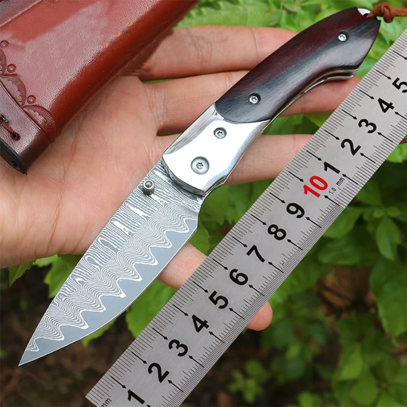 Новый товар острый нож из дамасской стали складной с деревянной ручкой уличный