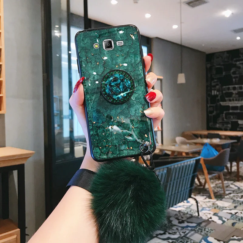 Epoxy Gold Foil Gem Phone Case For Samsung Galaxy J2 J5 J7 Prime J3 2016 2017 J4 J6 Plus 2018 J8 Pro Ring Holder Cover | Мобильные