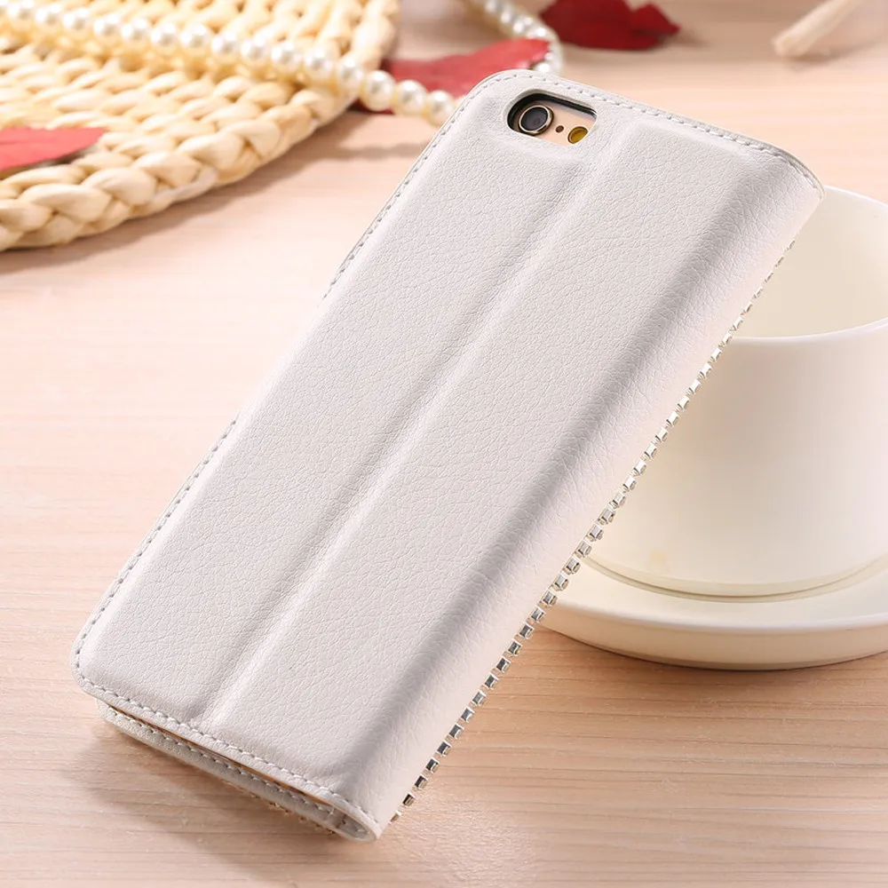 Роскошный кожаный флип чехол с кристаллами и стразами для iPhone 11 Pro X XS MAX XR 5 5G 5S SE 6 6S