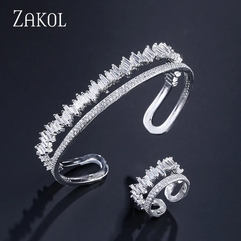 ZAKOL Новое поступление ювелирный набор круглой формы изысканный микро Браслет