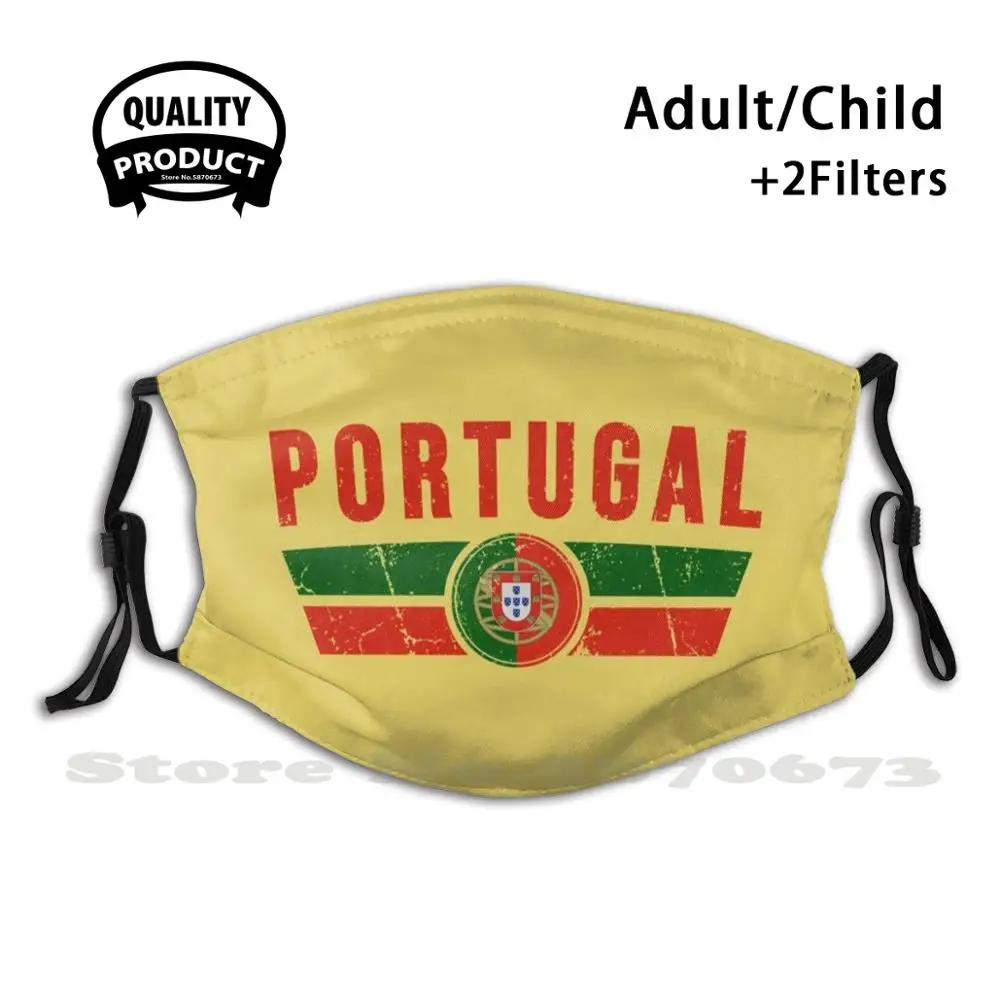 

Portugal Flag Portuguese Travel Vintage Anti Dust Face Mask Washable Filter Reusable Portugal Portuguese Lisbon Europe Vintage