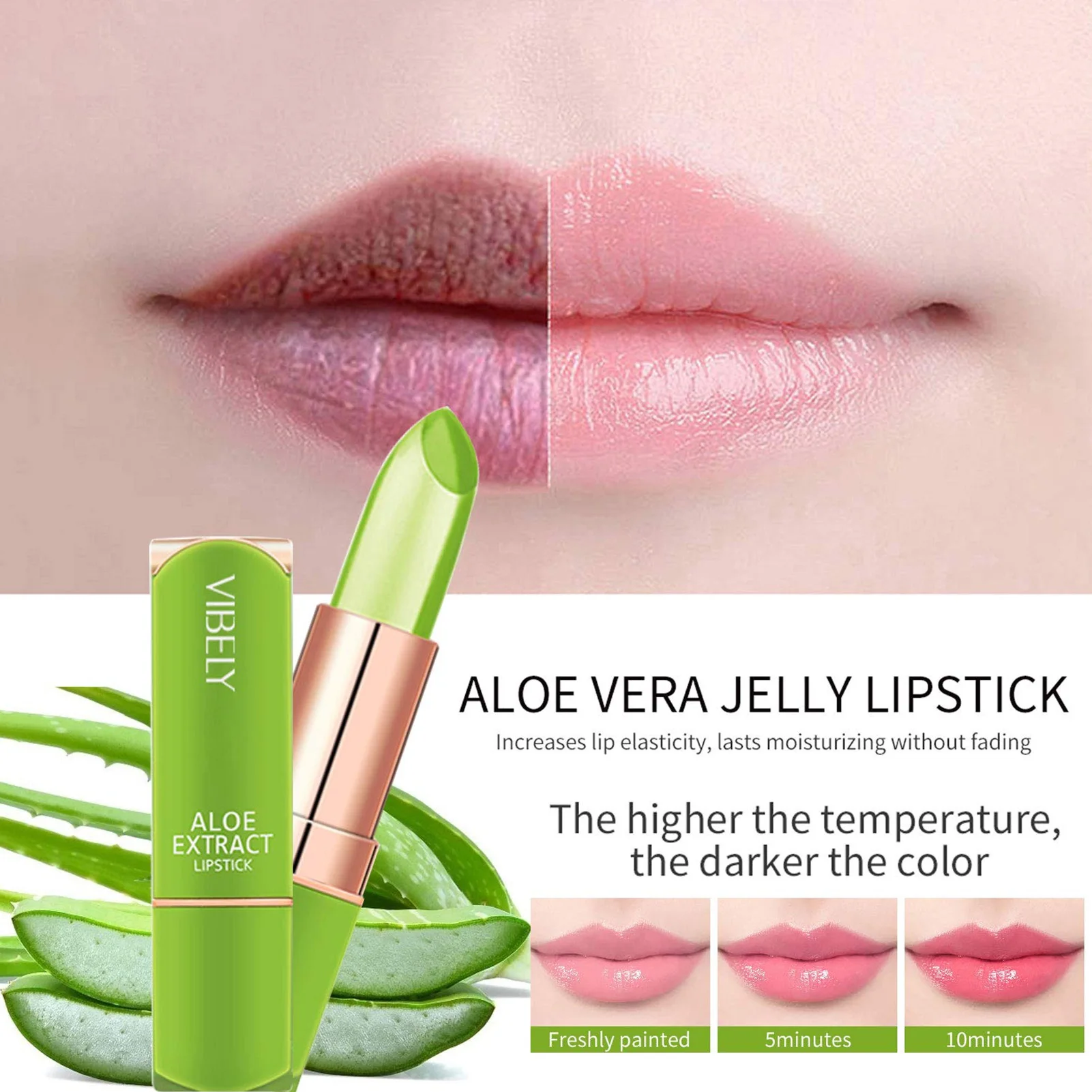 Помада с алоэ вера меняющая цвет при температуре блеск для губ Восстанавливающий