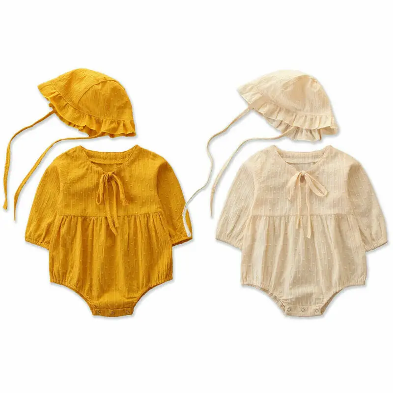 

Детский хлопковый комбинезон с длинным рукавом, однотонный, на осень