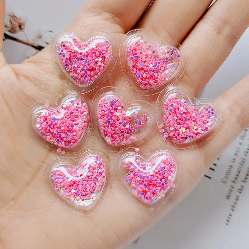 50 шт. DIY kawaii с плоской задней частью смолы блестящих в форме сердца Новое