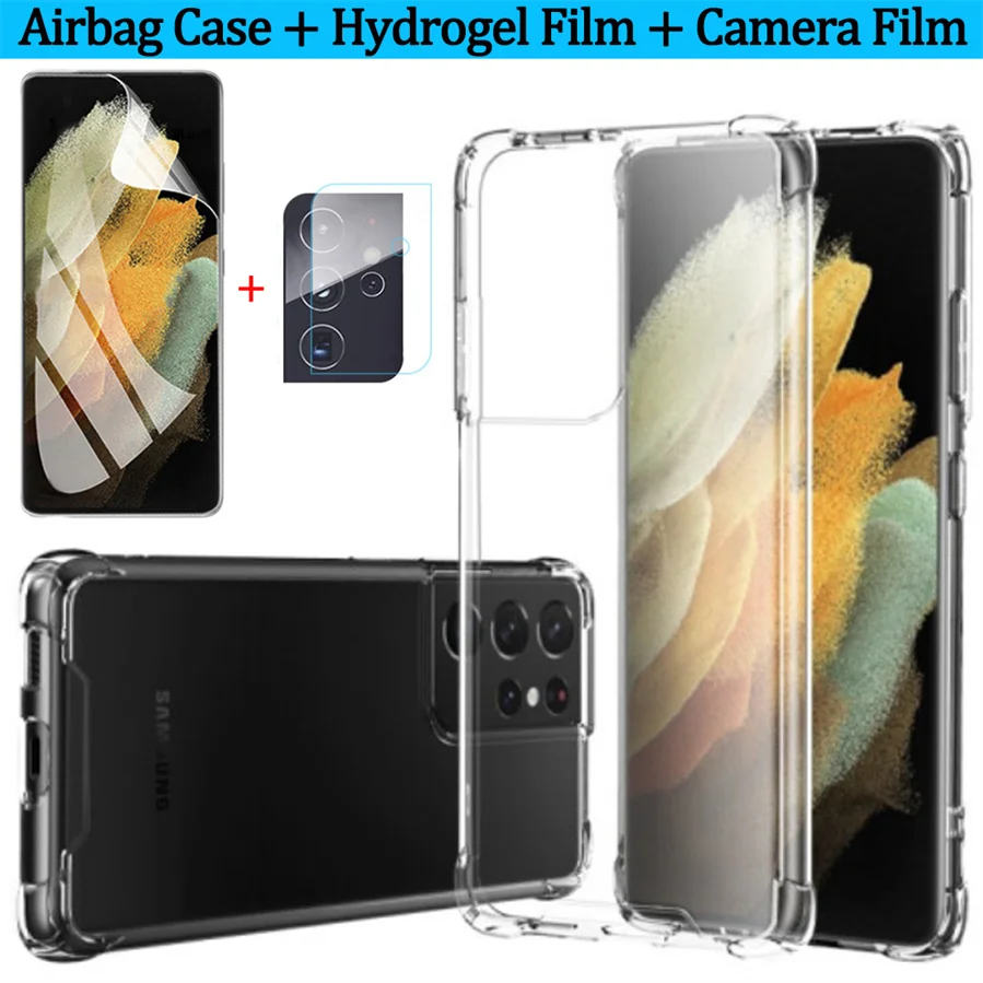 

airbag case+hydrogel film for samsung s21 ultra shockproof silicone phone cases s21 fe samsung galaxy s21 plus cover s 21 ultra