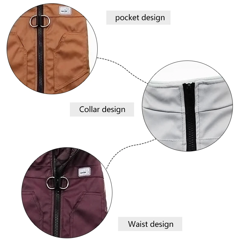 Толстая зимняя куртка для маленьких собак теплая кожаная ветрозащитная и кошек