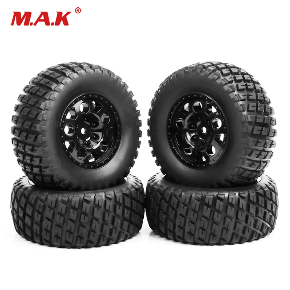 

NEW 4pcs/set RC 1:10 short course truck tires&wheel 12mm hex fit for TRAXXAS SlASH car rim tires tyre