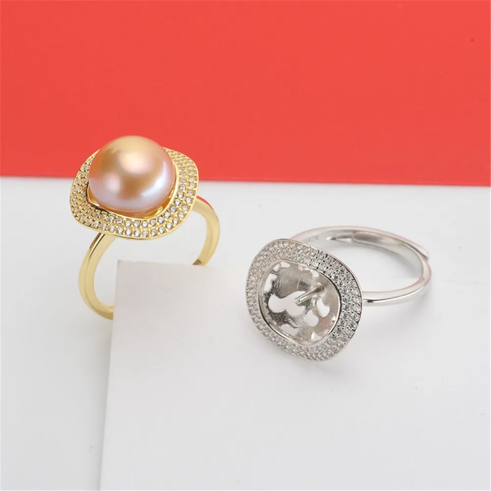 

DIY драгоценный камень жемчуг устриц Изготовление ювелирных изделий дизайн кольца База классический размер 925 аксессуары из серебра высшей ...