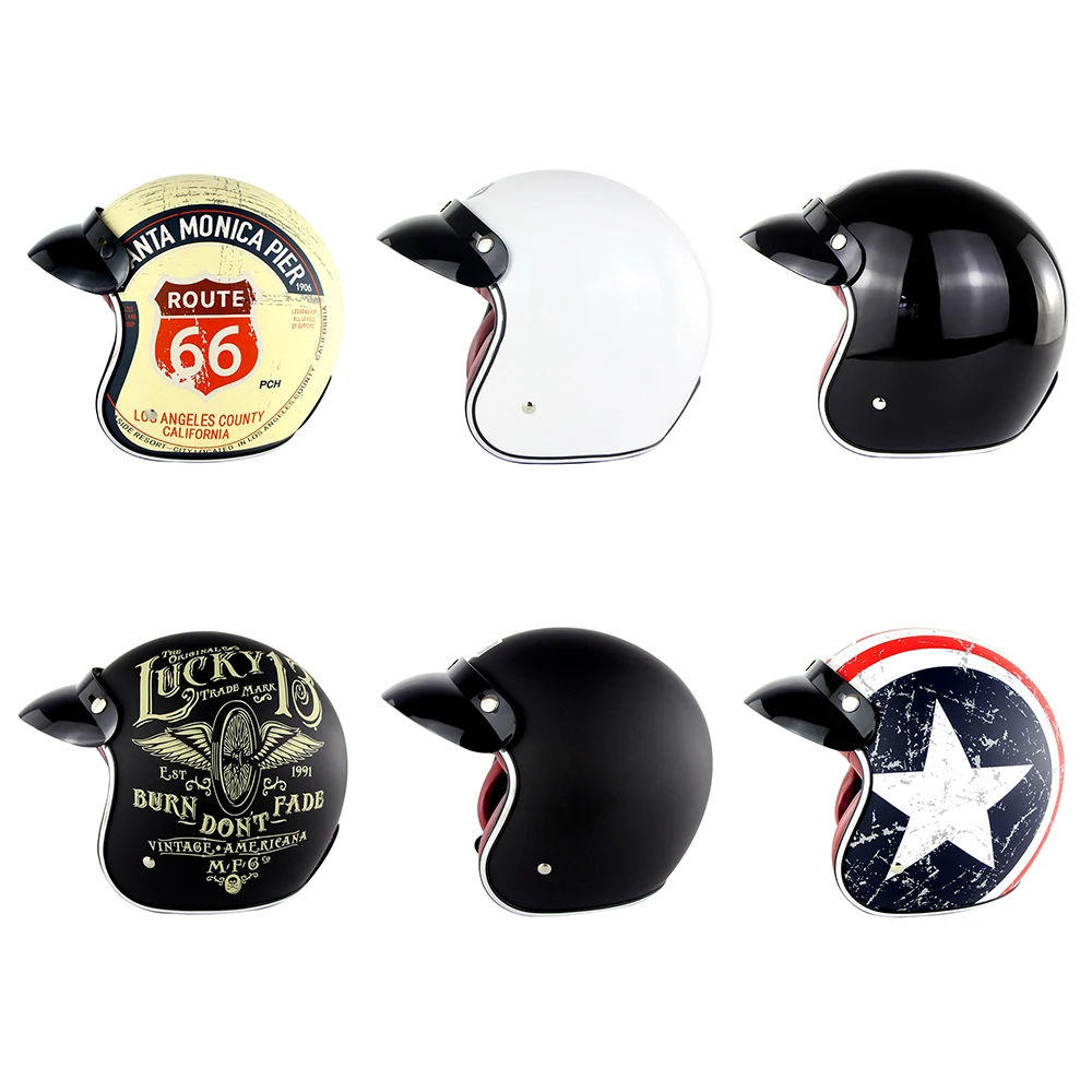 Мотоциклетные шлемы в стиле ретро 3/4 винтажные с открытым лицом для мотоцикла