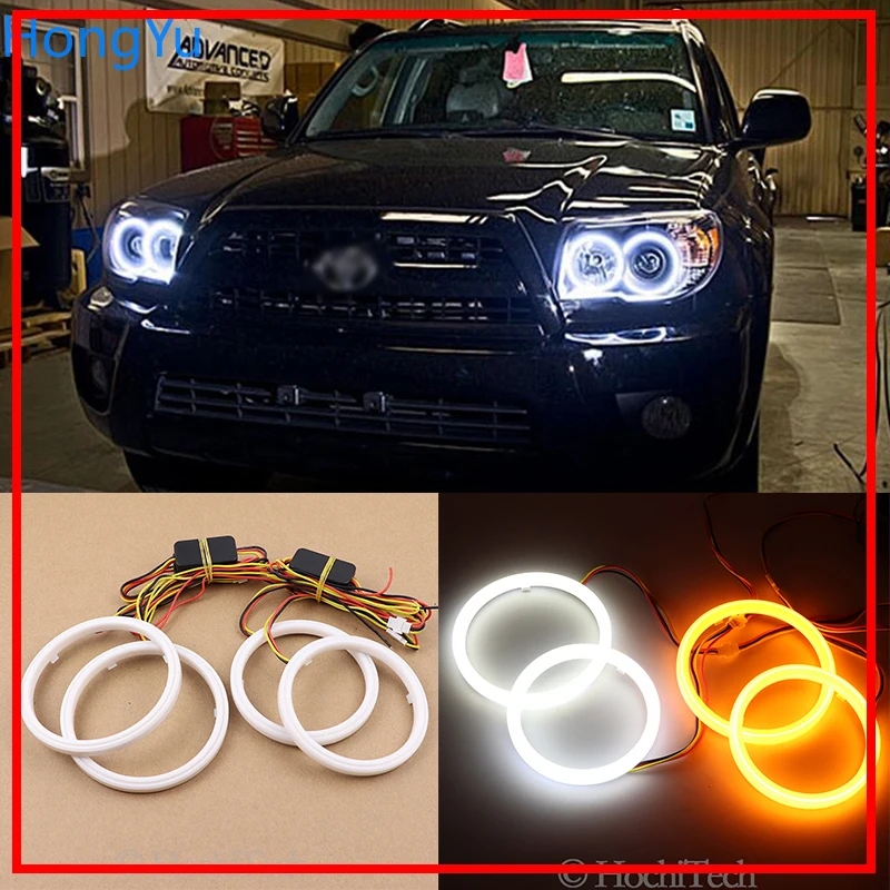 

Для Toyota 4runner 2006 2007 2008 2009 хлопок горки светодиодный двойной Цвет Ангел глаз белый янтарь сигнал поворота светильник